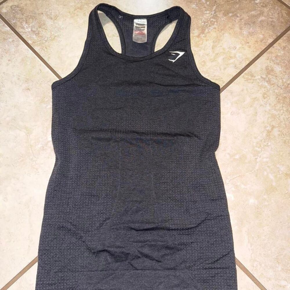 Gymshark Women's Black and Grey Vest